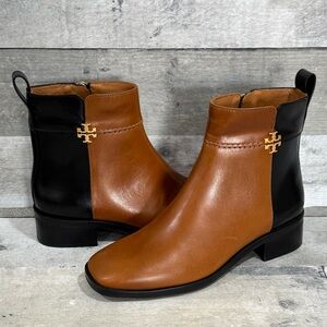 TORY BURCH Everly Flat Boot in Bonnie Brown / Perfect Black - Sz - 6 .US